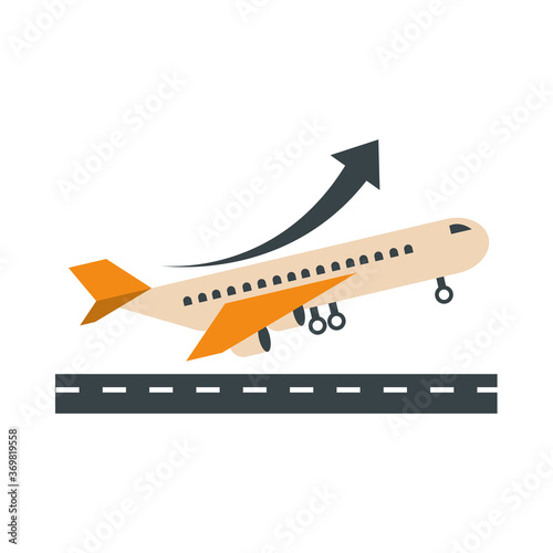 airport take off plane travel transport terminal tourism or business flat style icon