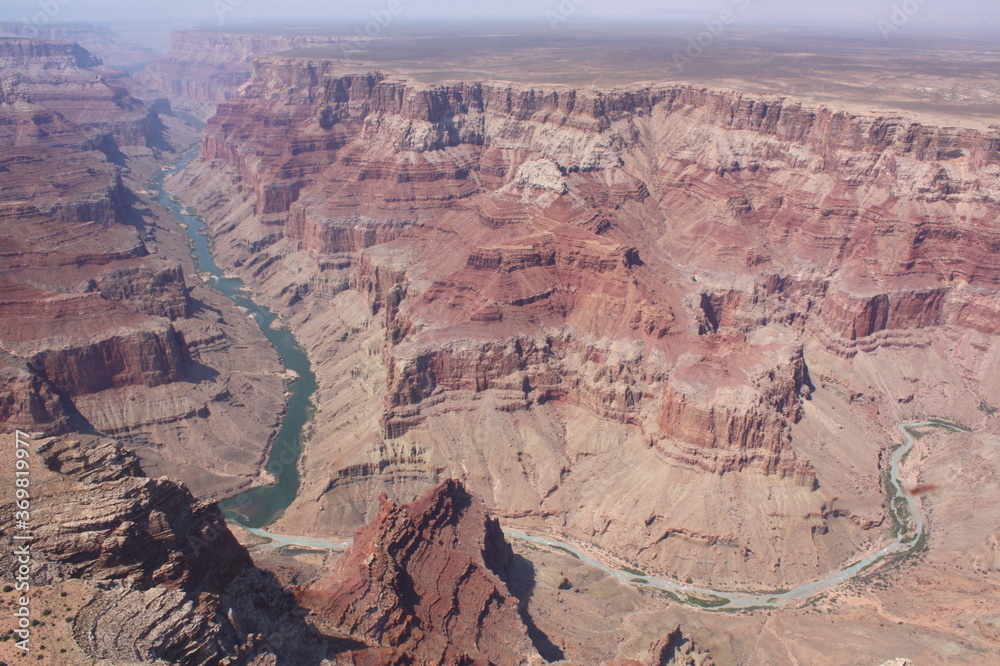 Aerial landscape view of Colorado river in Grand canyon, Arizona, America, USA.