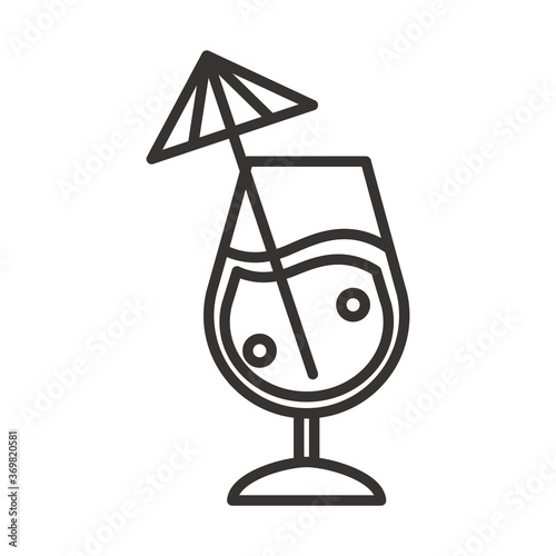 cocktail icon glass cup with umbrella drink liquor refreshing alcohol line style design