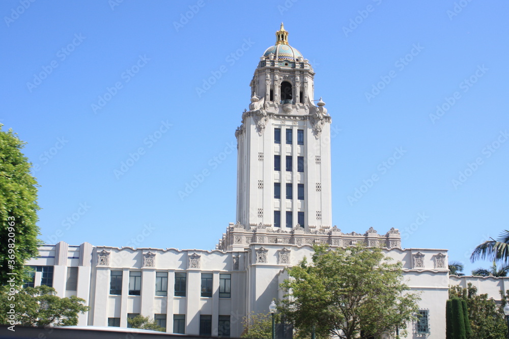 Typical californian building with a tower, California, USA, United States, America.