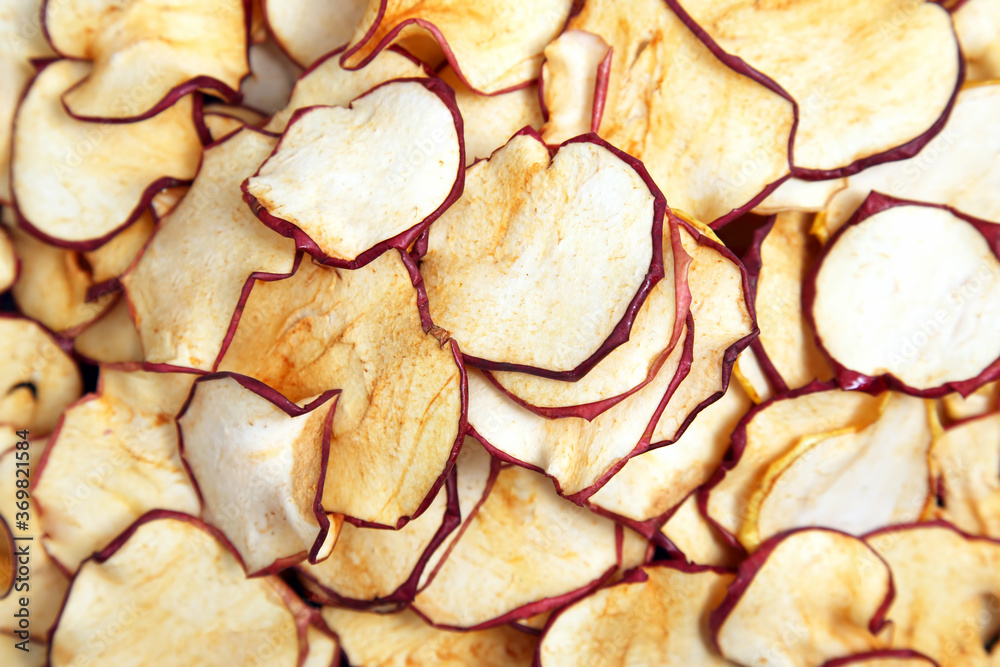 Dried Apple slices close up