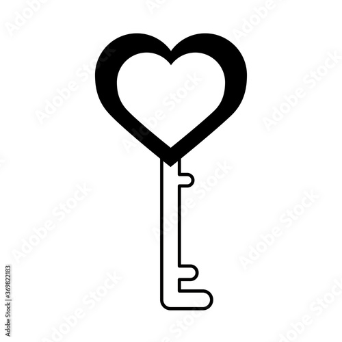 key shaped heart love romantic feeling linear style icon