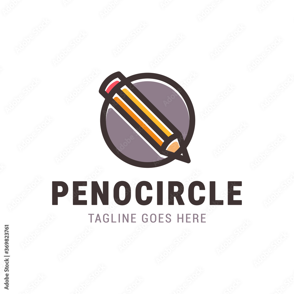 Pencil in Circle Icon Vector Logo Template Illustration Design in line style Pencil in Circle Icon Vector Logo Template Illustration Design in line style