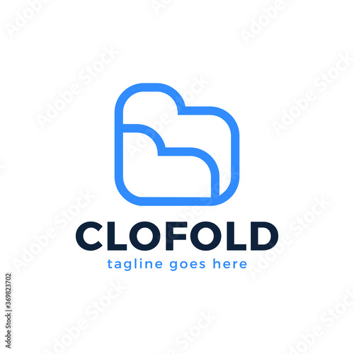 Cloud, Folder, Storage, File Blue Business Logo Template. Vector logotype for cloud storage and documents