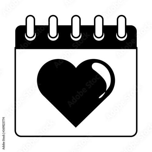 calendar reminder date love heart romantic passion linear style icon