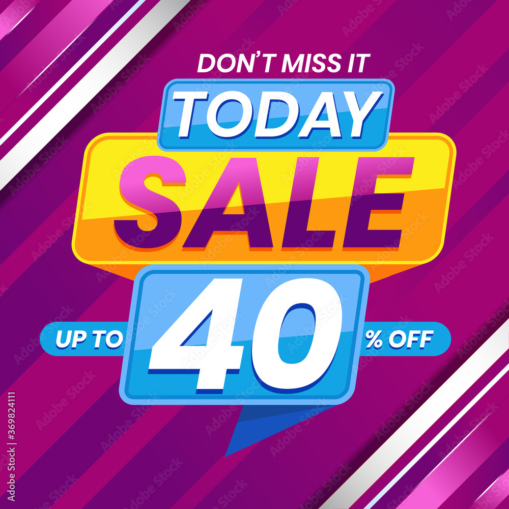 Vector graphic of Modern Colorful Today Sale 40 Percent Advertising Banner Background. Perfect for Retail, Brochure, Banner, Business, Selling, etc