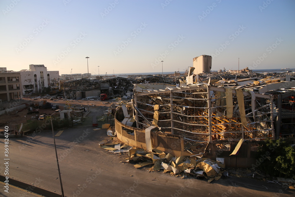 Beirut destruction after the tragic explosion happened in Port of Beirut on August 4, 2020