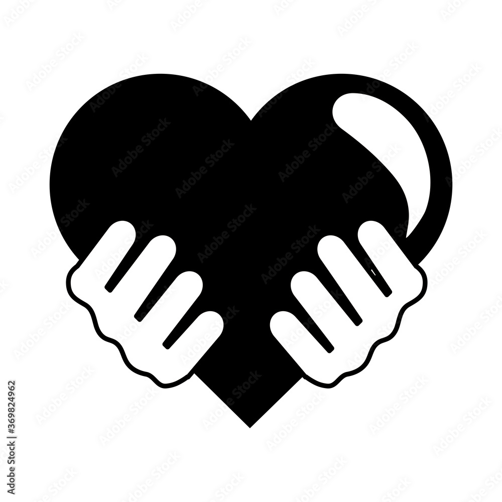 hands with red huge heart love linear style icon hands with red huge heart love linear style icon