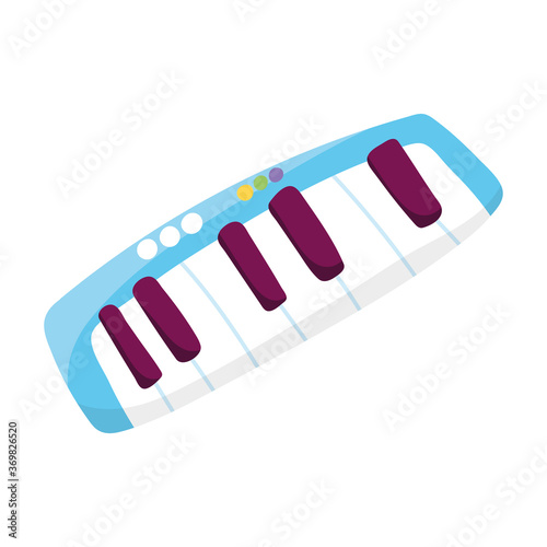 kids toys piano music instrument cartoon isolated icon design white background
