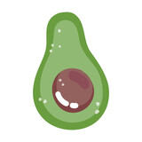 half avocado fruit fresh nutrition cartoon isolated icon white background