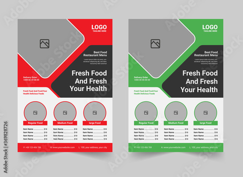 Fast food or Food menu flyer design vector template in A4 size. Brochure and Layout Design. food concept