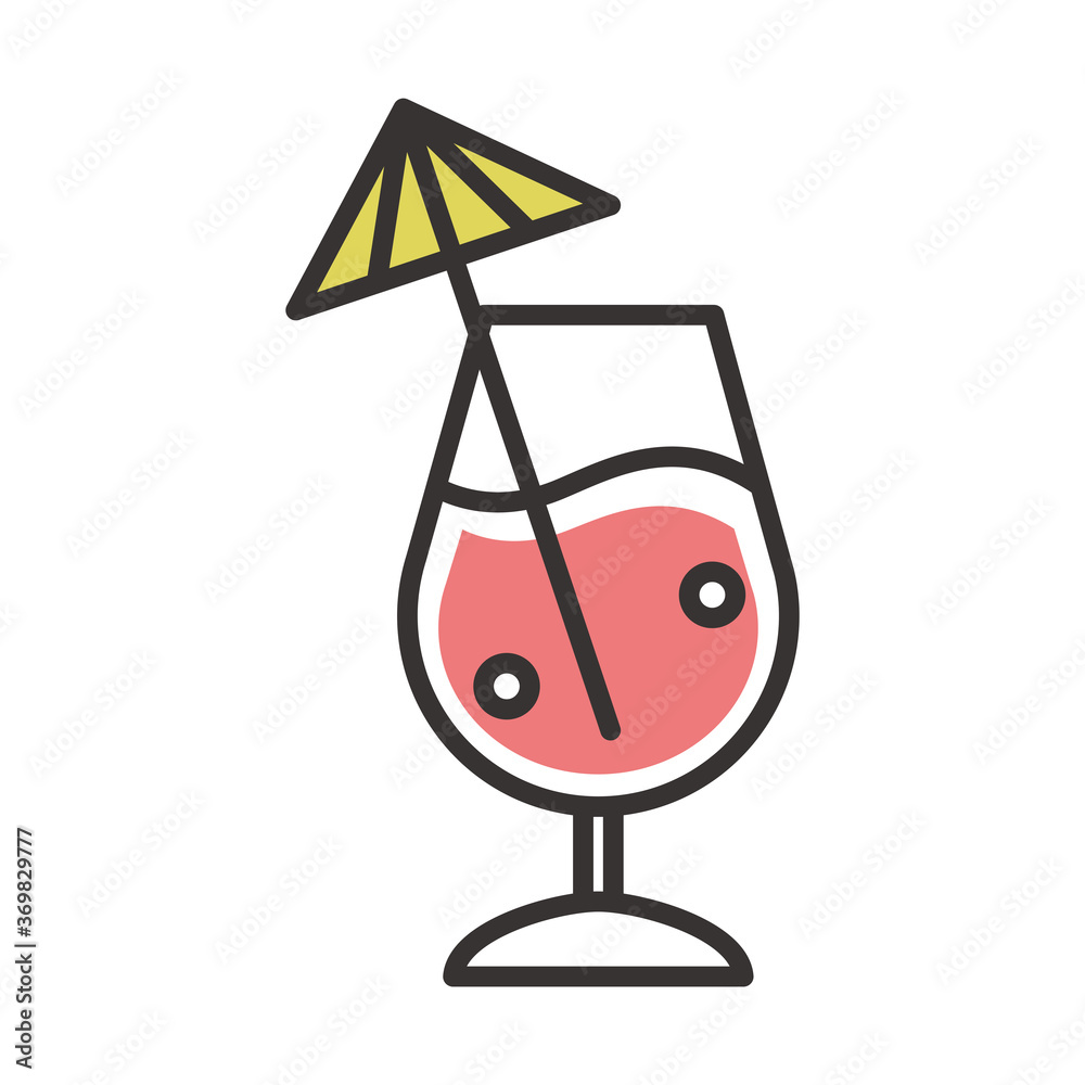 cocktail icon glass cup with umbrella drink liquor refreshing alcohol line and fill design cocktail icon glass cup with umbrella drink liquor refreshing alcohol line and fill design