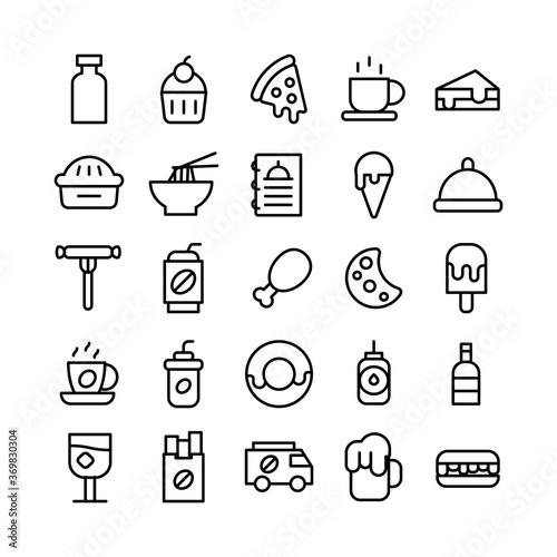 Fast Food icon set vector line for website, mobile app, presentation, social media. Suitable for user interface and user experience.