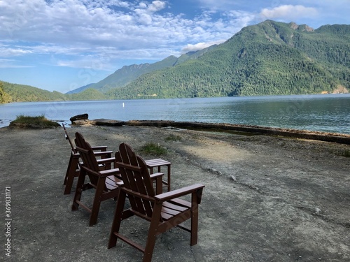Chairs on lake