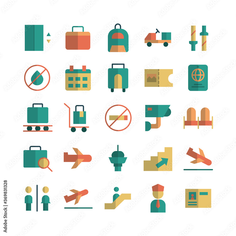 Airport icon set vector flat for website, mobile app, presentation, social media. Suitable for user interface and user experience. Airport icon set vector flat for website, mobile app, presentation, social media. Suitable for user interface and user experience.