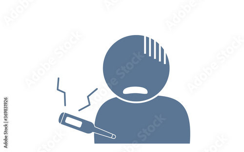 熱を出して体調の悪い人のアイコンイラスト