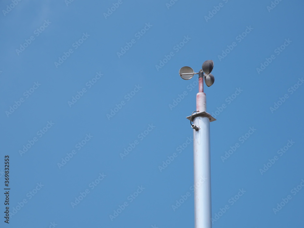 Tokyo,Japan-August 4, 2020: An anemometer or air speedometer on blue sky background
Tokyo,Japan-August 4, 2020: An anemometer or air speedometer on blue sky background