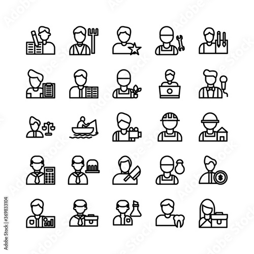 Profession icon set vector line for website, mobile app, presentation, social media. Suitable for user interface and user experience.