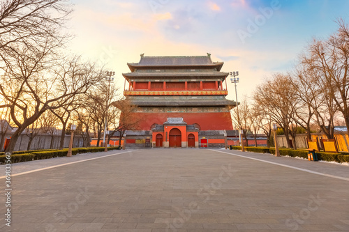 Gulou DrumTower built in 1272 and rebuilt twice after two fires. It's the time-telling center of the capital city during the Yuan, Ming and Qing Dynasties photo