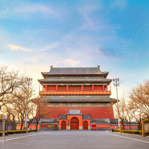 Gulou DrumTower built in 1272 and rebuilt twice after two fires. It's the time-telling center of the capital city during the Yuan, Ming and Qing Dynasties photo