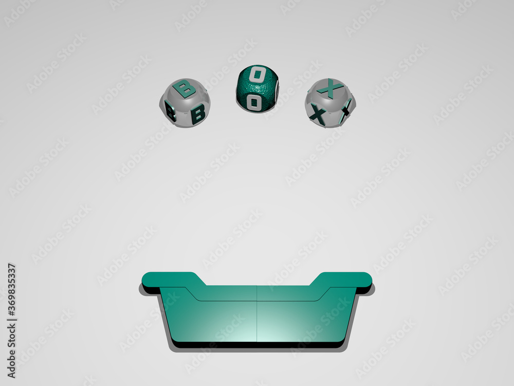 3D illustration of box graphics and text around the icon made by metallic dice letters for the related meanings of the concept and presentations. background and gift 3D illustration of box graphics and text around the icon made by metallic dice letters for the related meanings of the concept and presentations. background and gift
