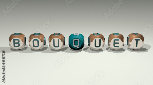 Fotografie wine Beer: bouquet combined by dice letters and color crossing for the related meanings of the concept