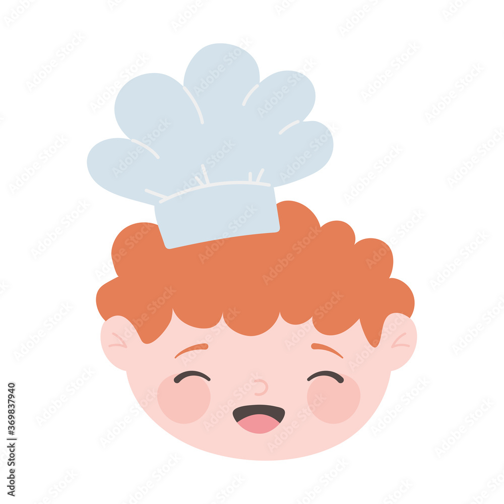 Obraz premium chef boy face with hat cartoon character isolated icon design