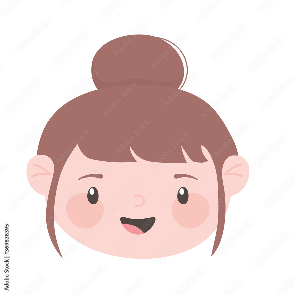 cute face girl bun hair cartoon isolated icon design white background cute face girl bun hair cartoon isolated icon design white background