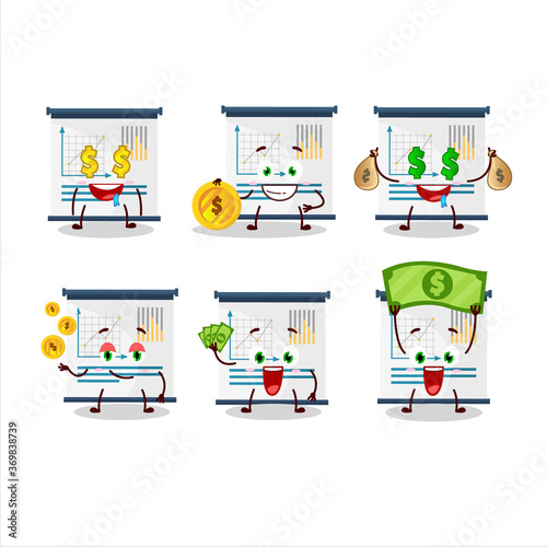 business presentation cartoon character with cute emoticon bring money