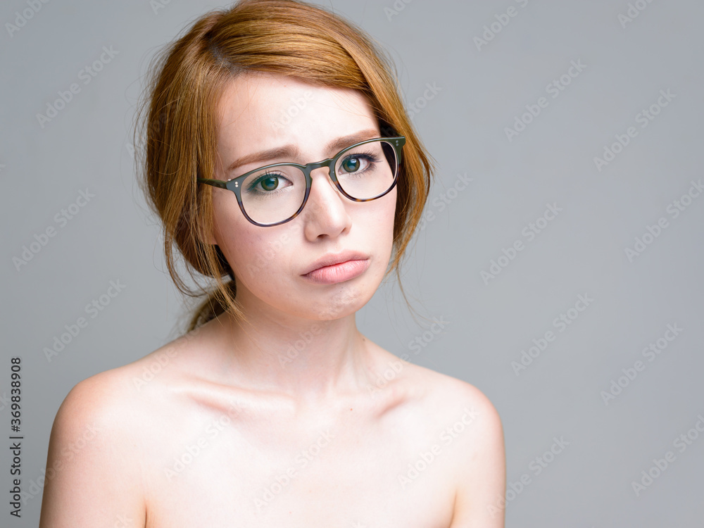 Portrait of young beautiful Asian woman shirtless Portrait of young beautiful Asian woman shirtless