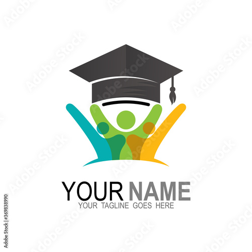 Education logo template, Student symbol illustration design