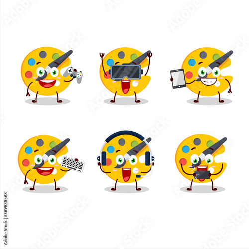 Color palette cartoon character are playing games with various cute emoticons