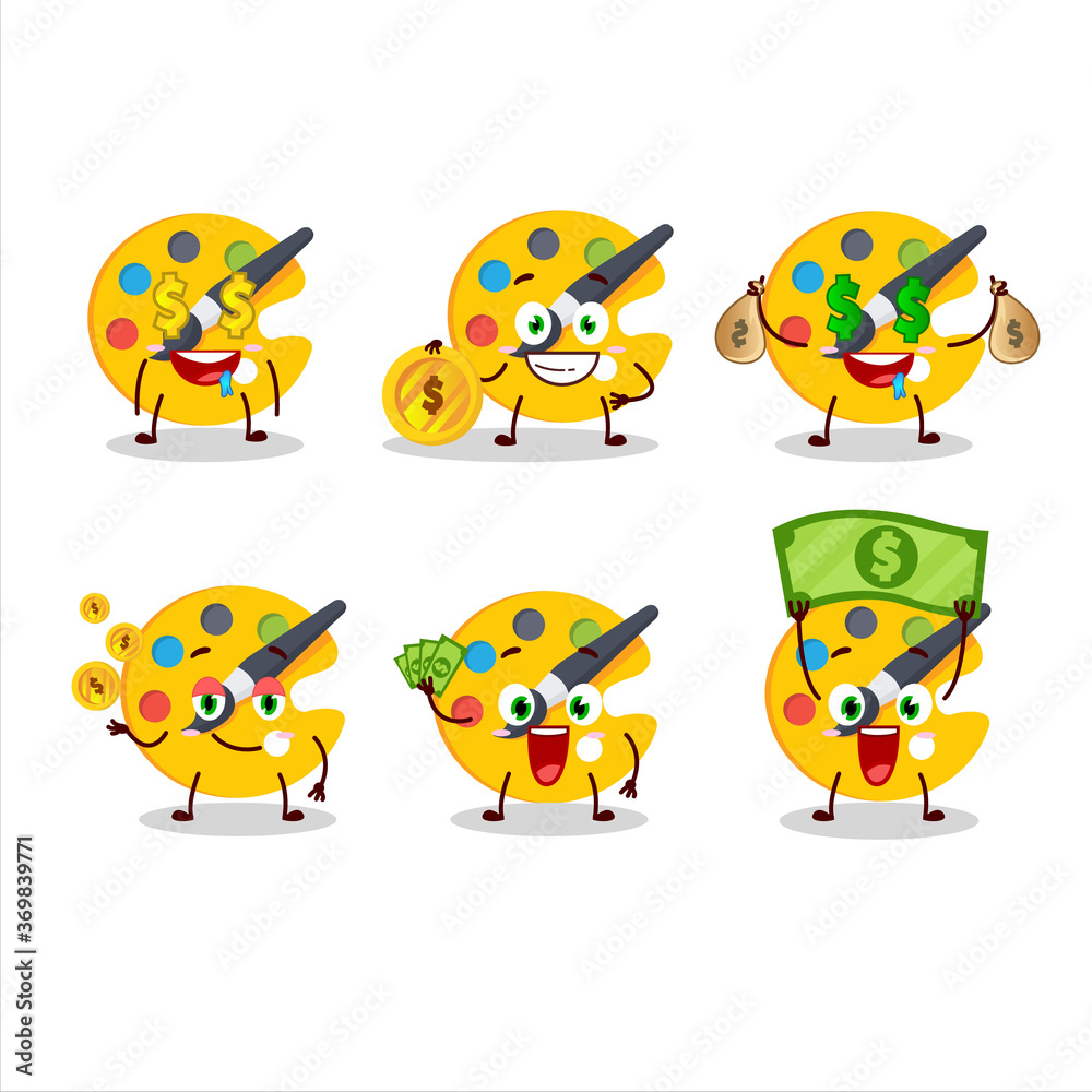 Obraz premium Color palette cartoon character with cute emoticon bring money