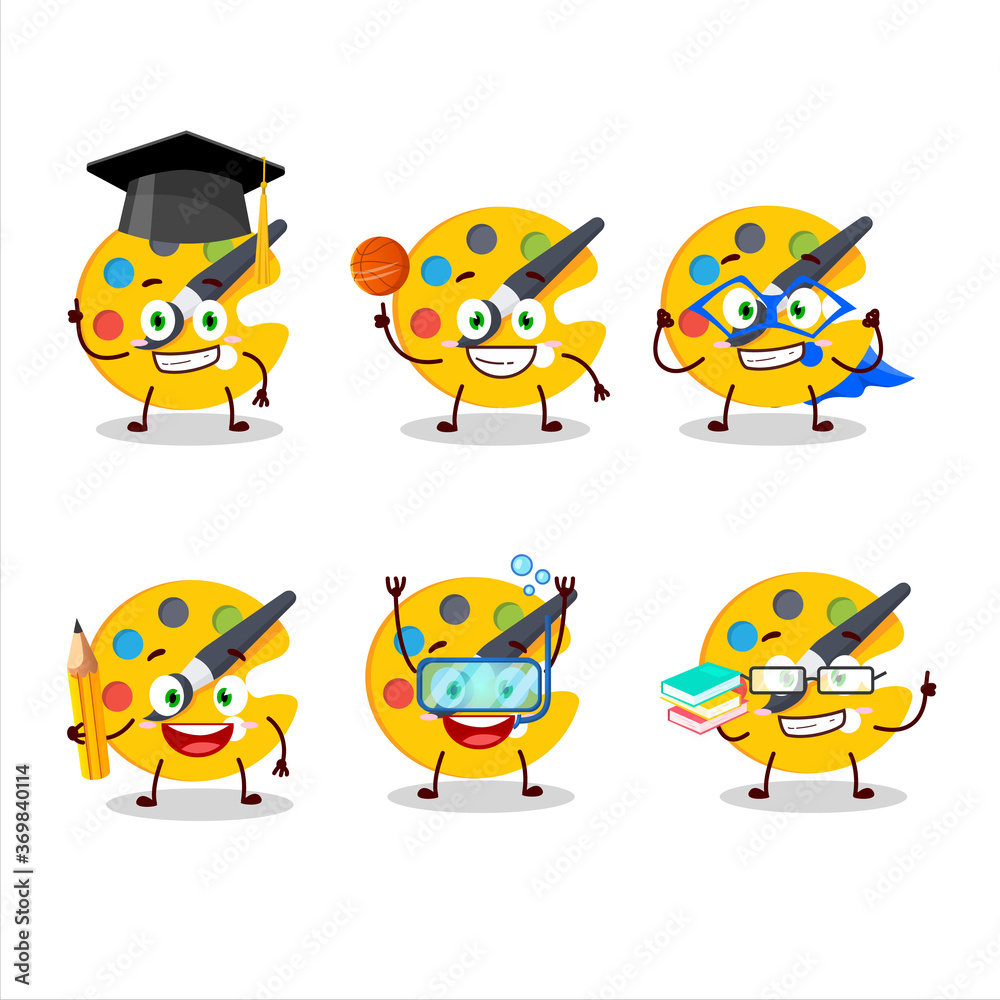 School student of color palette cartoon character with various expressions