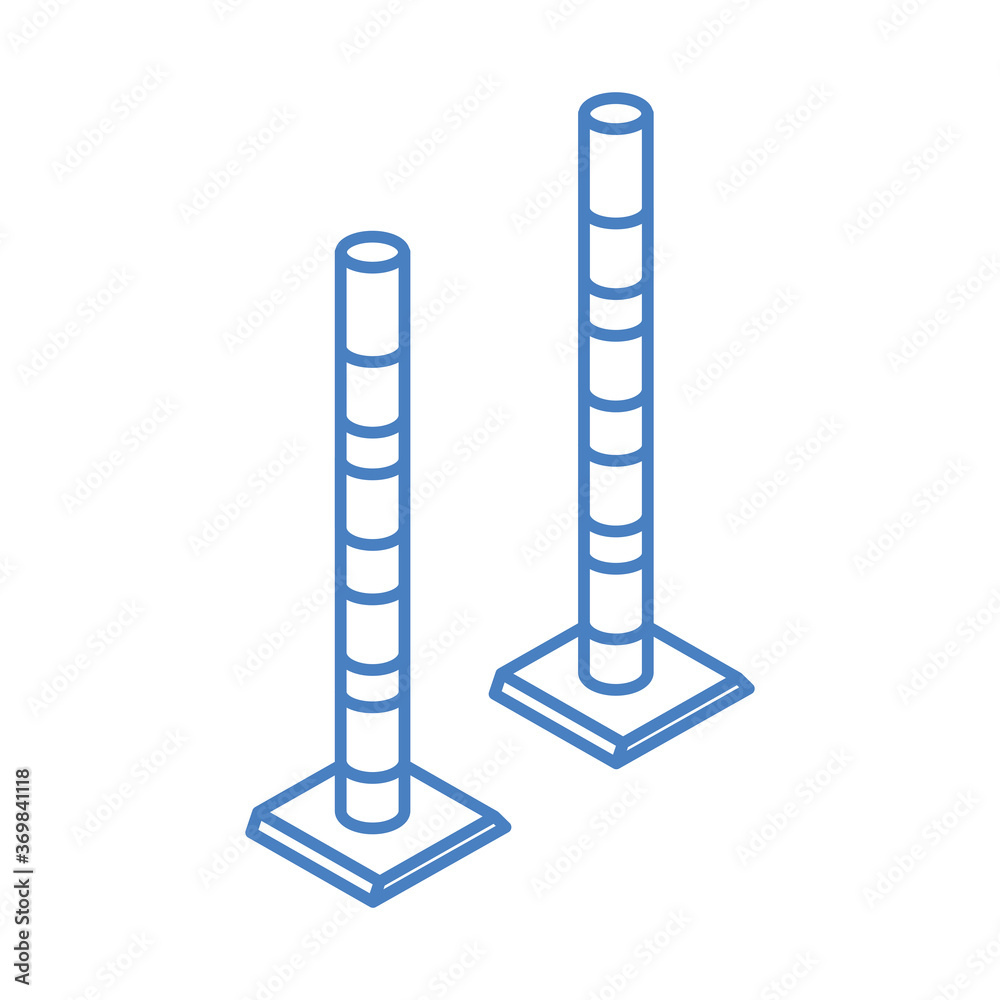 isometric repair construction road pole barrier work tool and equipment linear style icon design