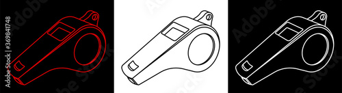 sports referee whistle. Icon. Minimalistic vector. Web design element