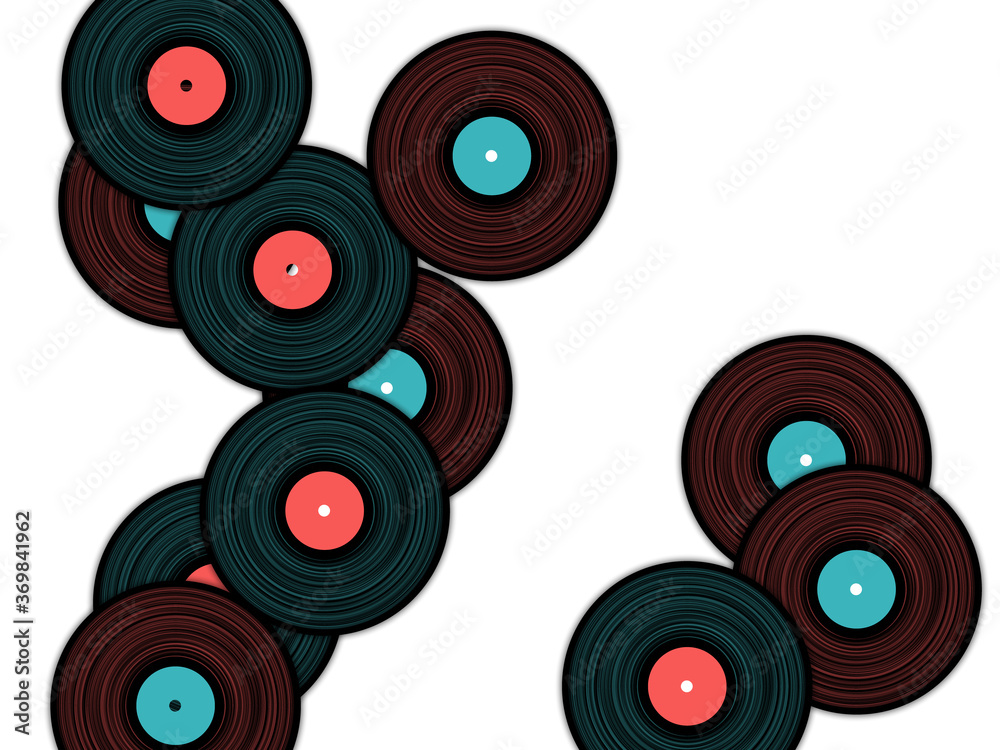 Vinyl records falling vector musical background. Vinyl records falling vector musical background.