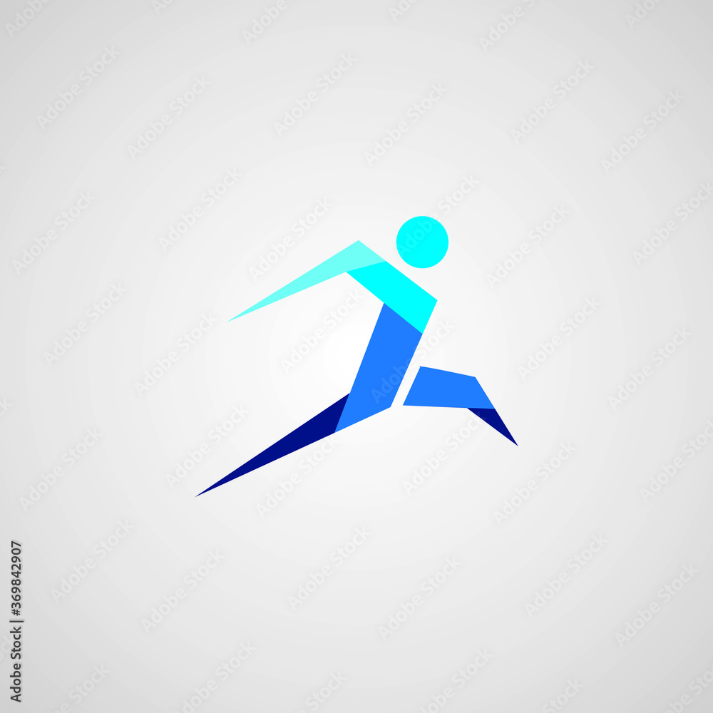 Sprint Running Athletics Marathon logo design template
