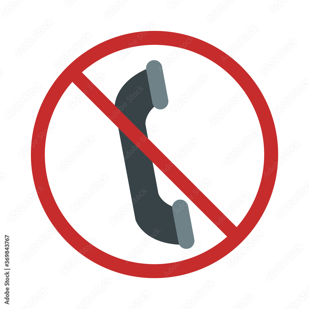 warning sign talking on the phone is prohibited flat style icon warning sign talking on the phone is prohibited flat style icon