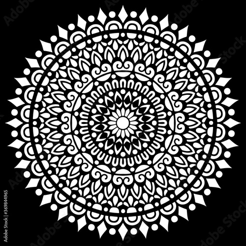 White mandala on black Pattern Stencil Doodles Sketch