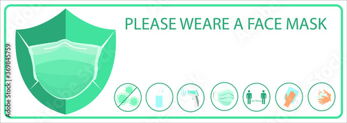 Shield with mask vector logo template. This logo suitable for preventive from virus.