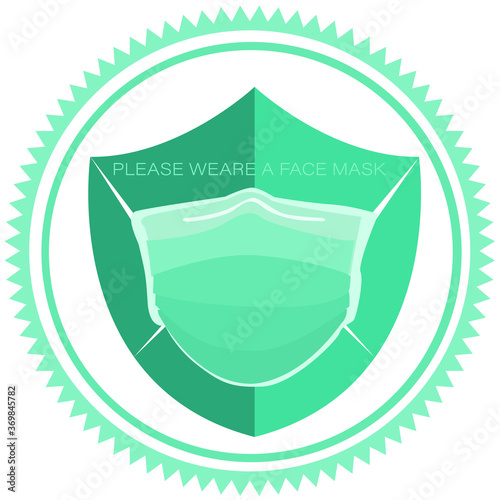 Shield with mask vector logo template. This logo suitable for preventive from virus.