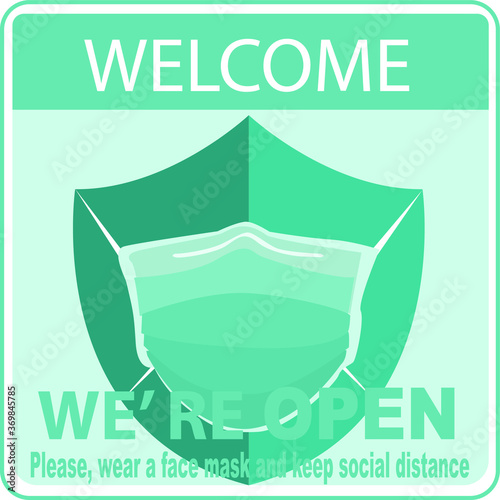 Shield with mask vector logo template. This logo suitable for preventive from virus.