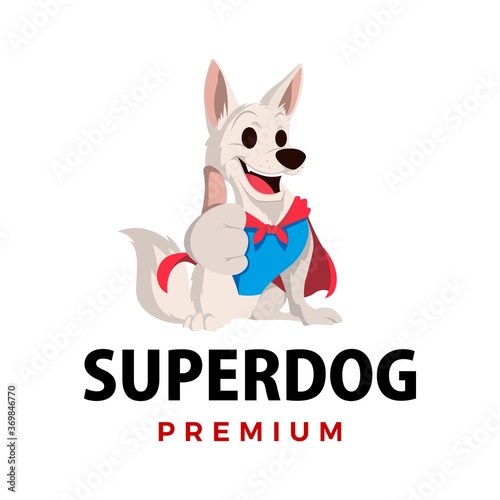 super dog thump up mascot character logo vector icon illustration