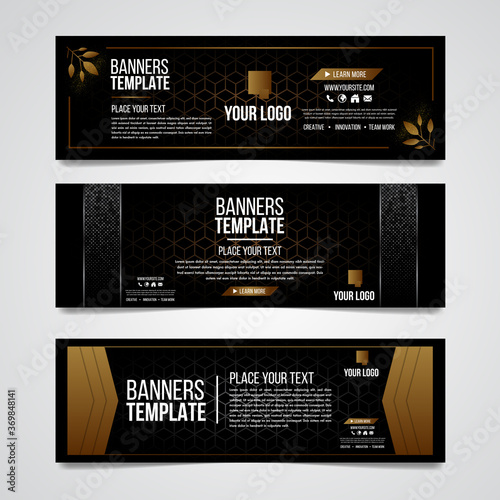 Lower third black and gold silver colorful luxury design web template modern contemporary. Set of banners bar screen broadcast show bar. template background or header Templates place for text.