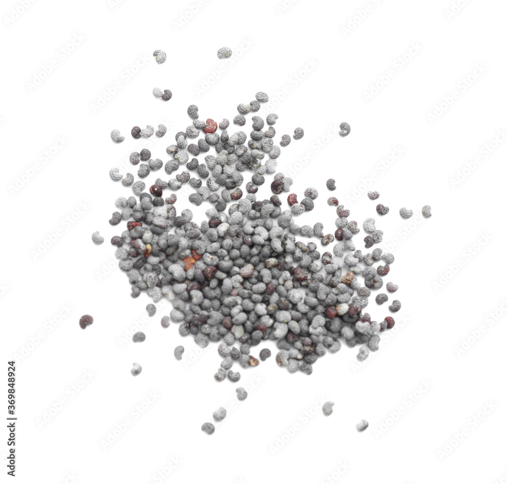 Fototapeta Pile of poppy seeds on white background