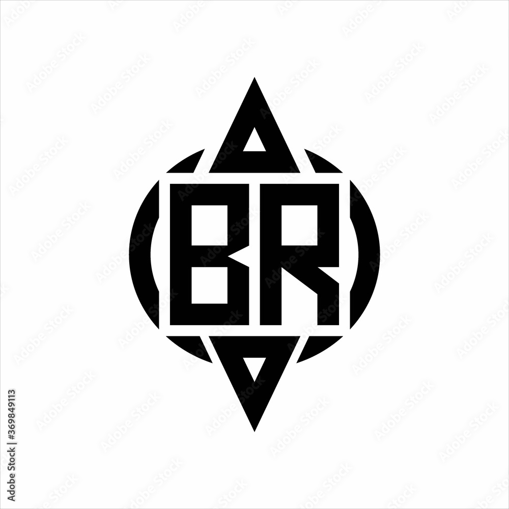 BR Logo with circle rounded combine triangle top and bottom side design template BR Logo with circle rounded combine triangle top and bottom side design template