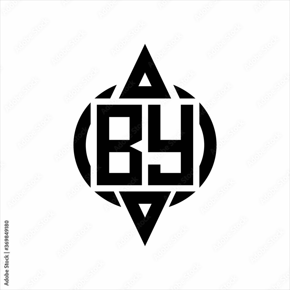 BY Logo with circle rounded combine triangle top and bottom side design template BY Logo with circle rounded combine triangle top and bottom side design template