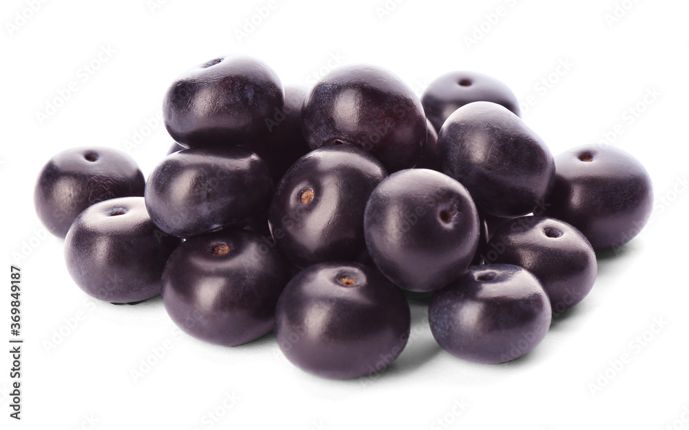 Pile of fresh acai berries isolated on white Pile of fresh acai berries isolated on white