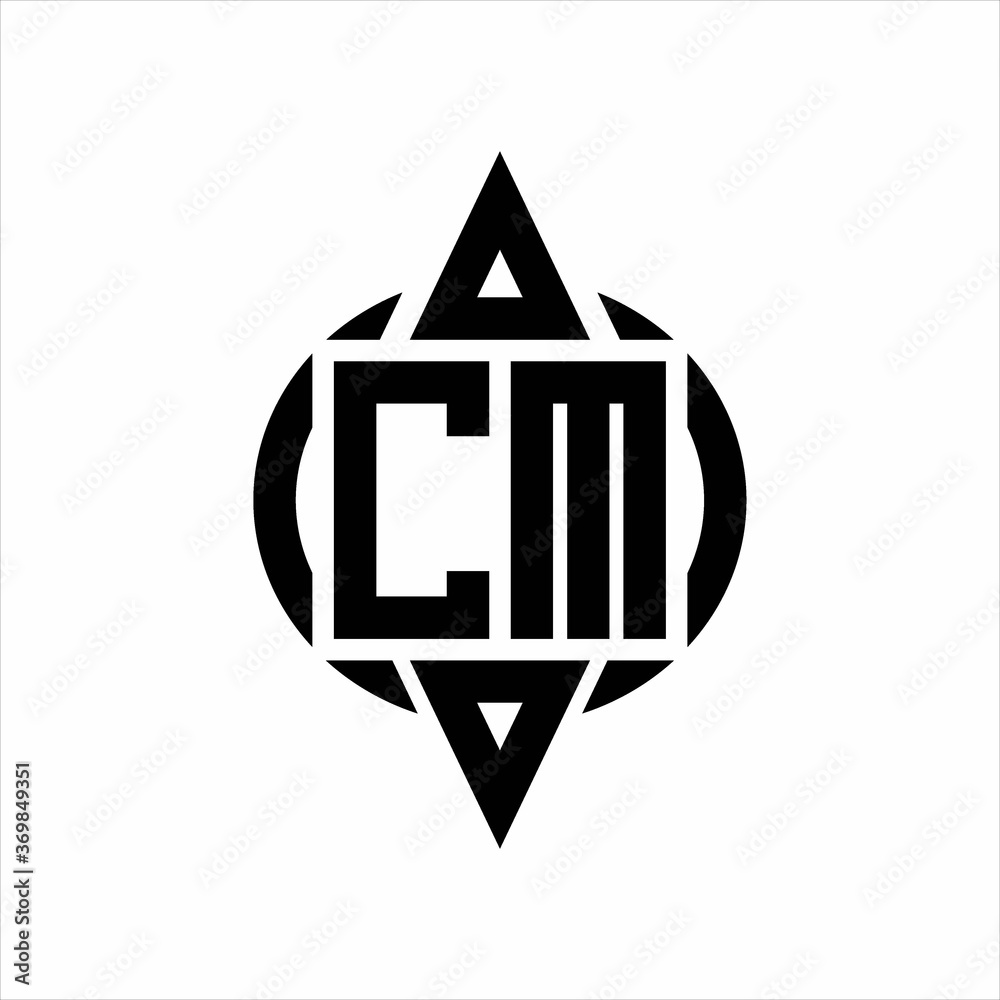 CM Logo with circle rounded combine triangle top and bottom side design template CM Logo with circle rounded combine triangle top and bottom side design template